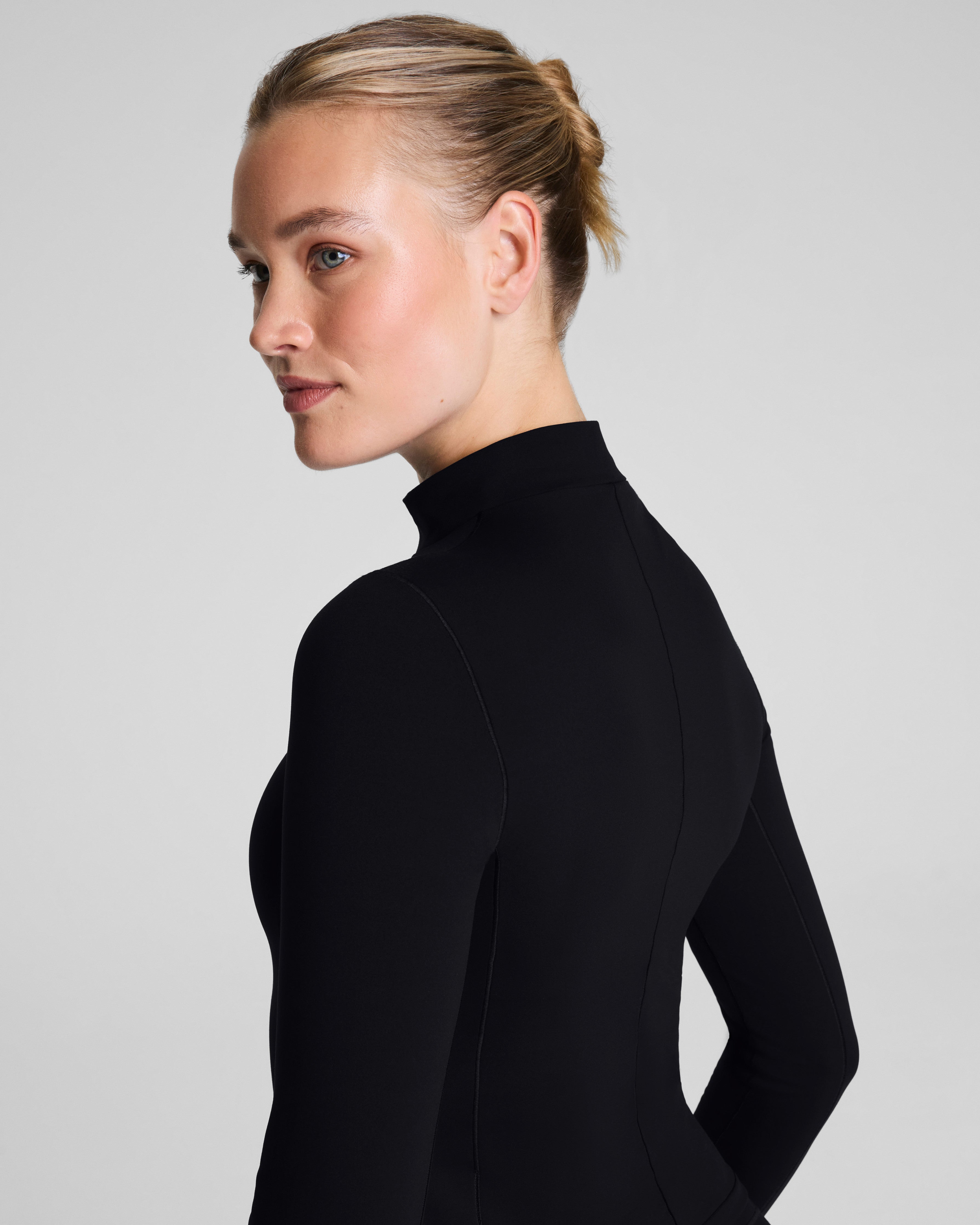 SPANX® Get Moving Brushed Contour Half Zip  Very Black