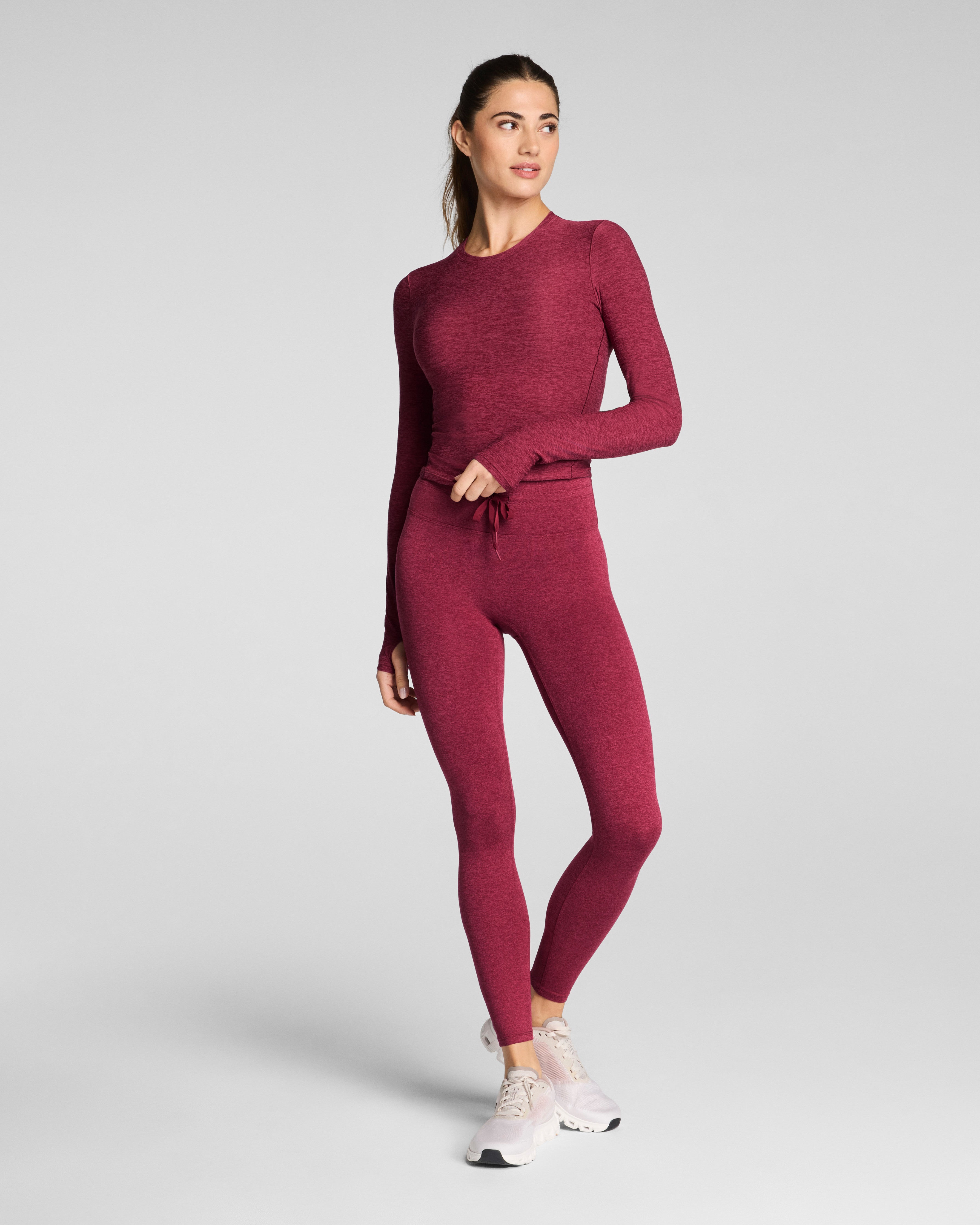 SPANX® SoftStretch Contour Mockneck Long Sleeve Top  Red Merlot Heather