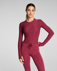 SPANX® SoftStretch Contour Mockneck Long Sleeve Top  Red Merlot Heather