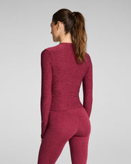SPANX® SoftStretch Contour Mockneck Long Sleeve Top  Red Merlot Heather