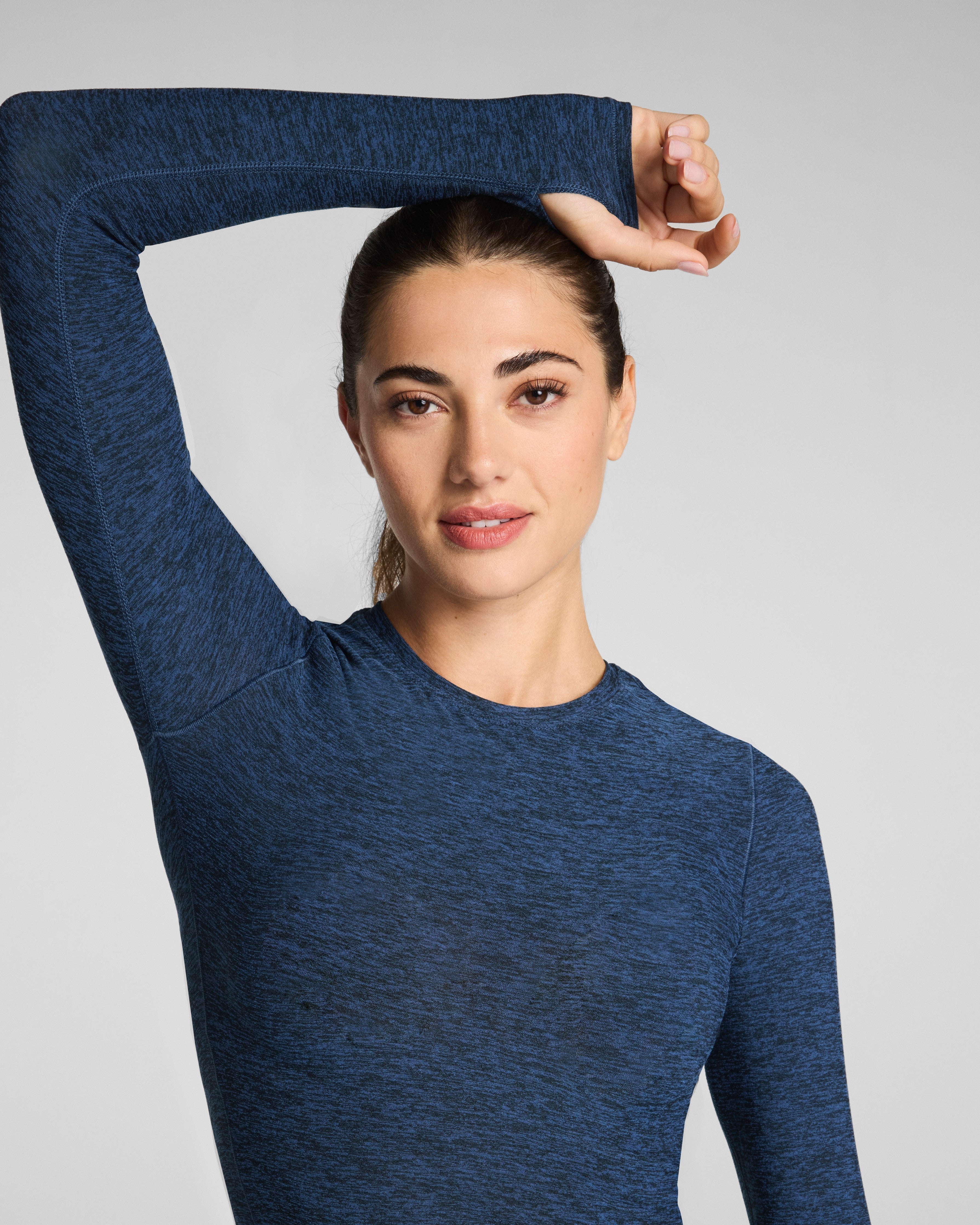 SPANX® SoftStretch Contour Mockneck Long Sleeve Top  Timeless Navy/Dark Timeless Navy
