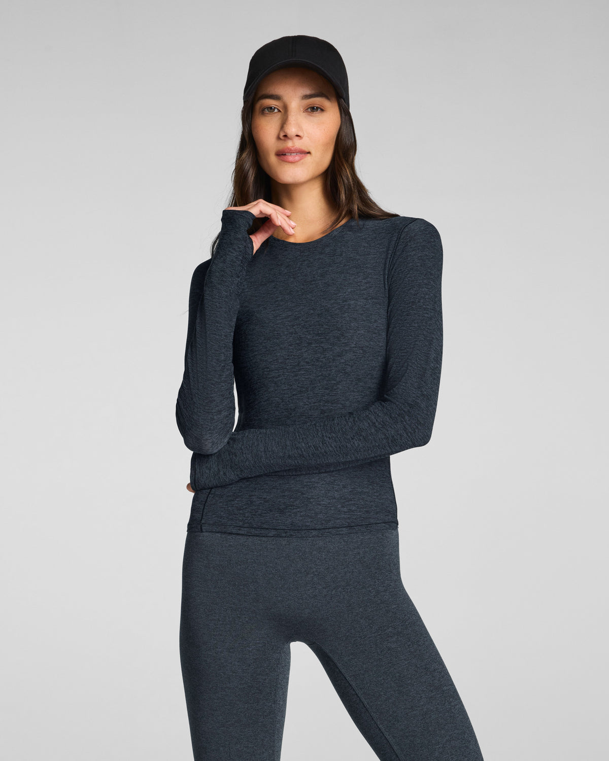 SPANX® SoftStretch Contour Mockneck Long Sleeve Top  Very Black/Light Very Black