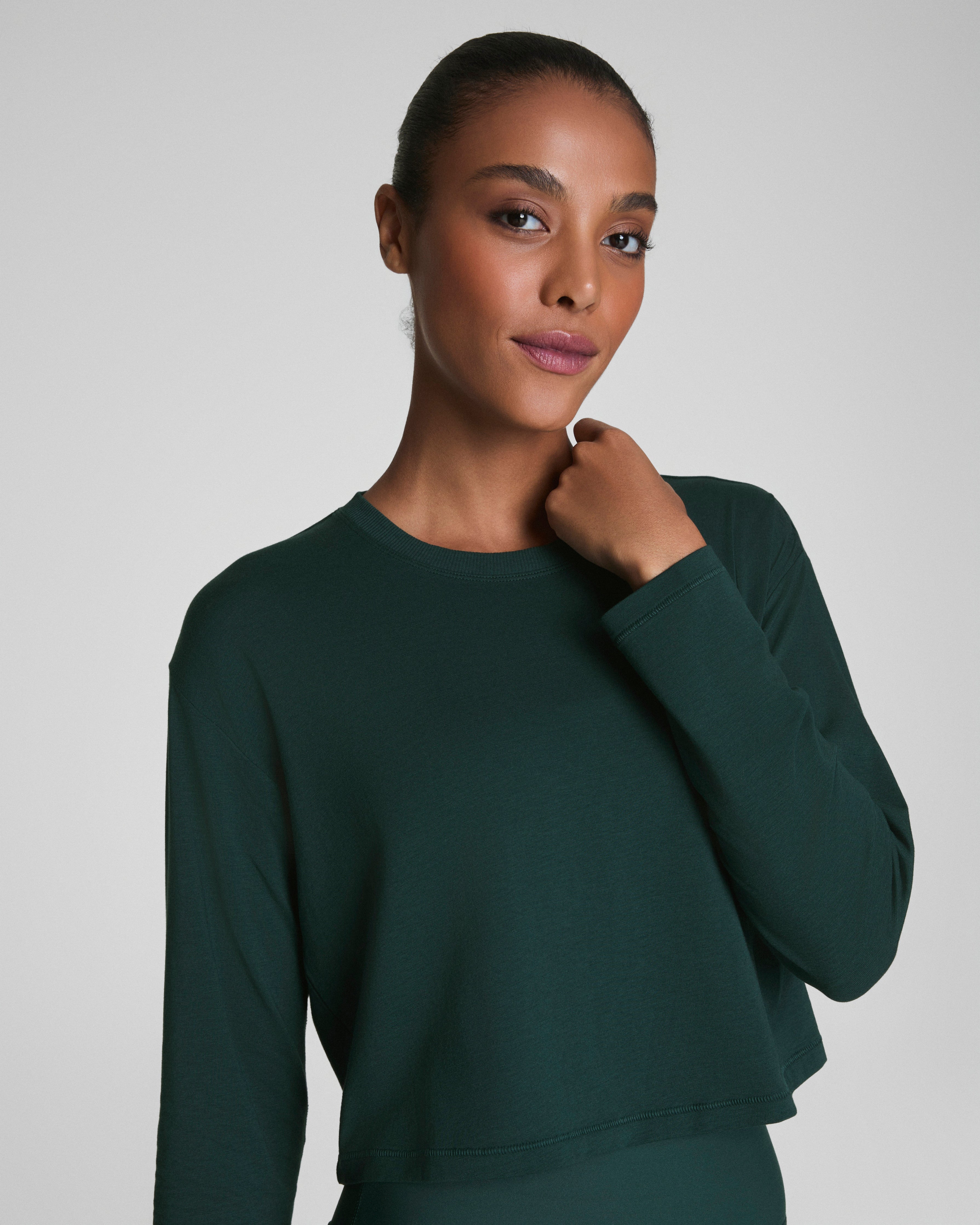 SPANX® Outpace Cropped Long Sleeve Top  Meridian