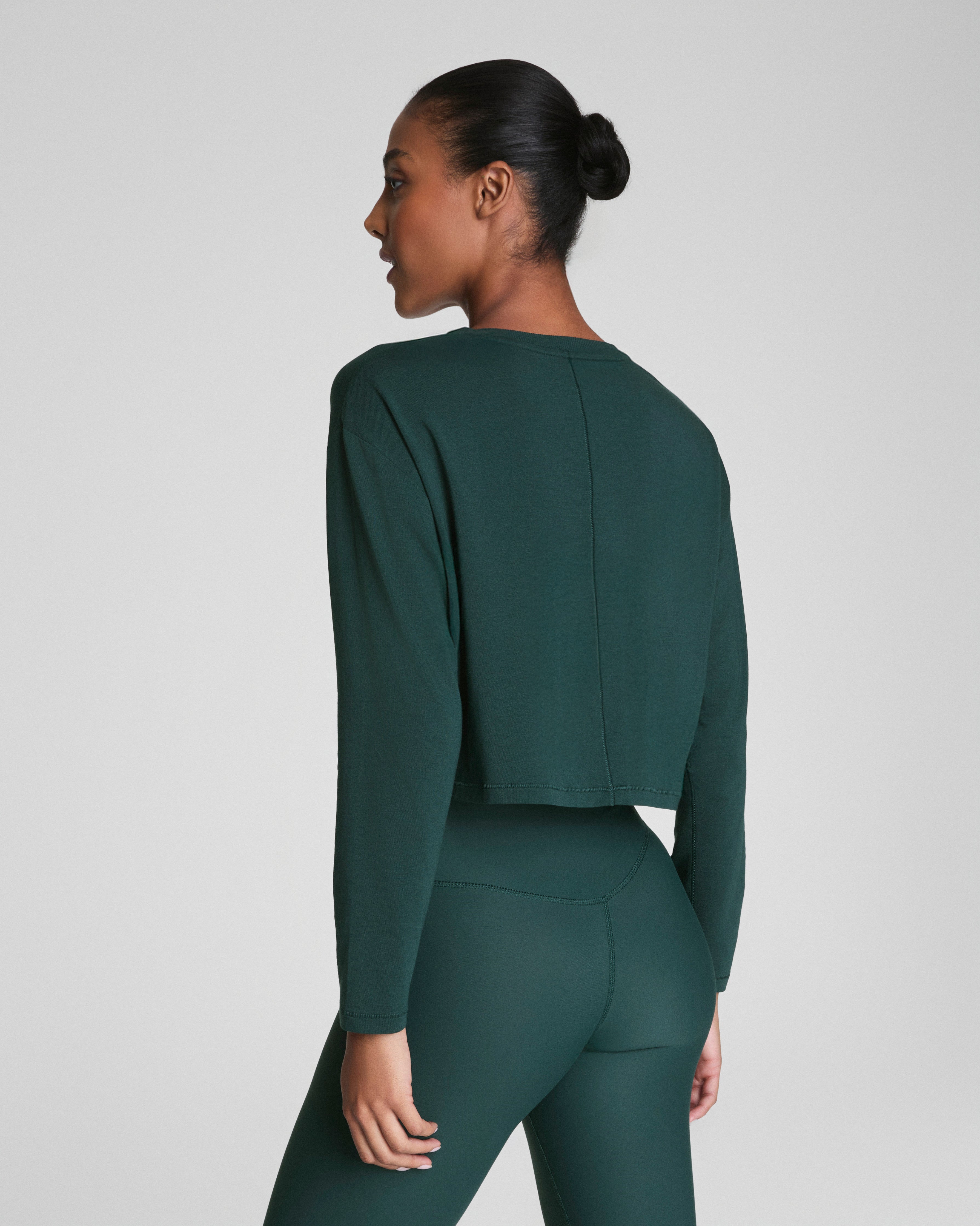 SPANX® Outpace Cropped Long Sleeve Top  Meridian