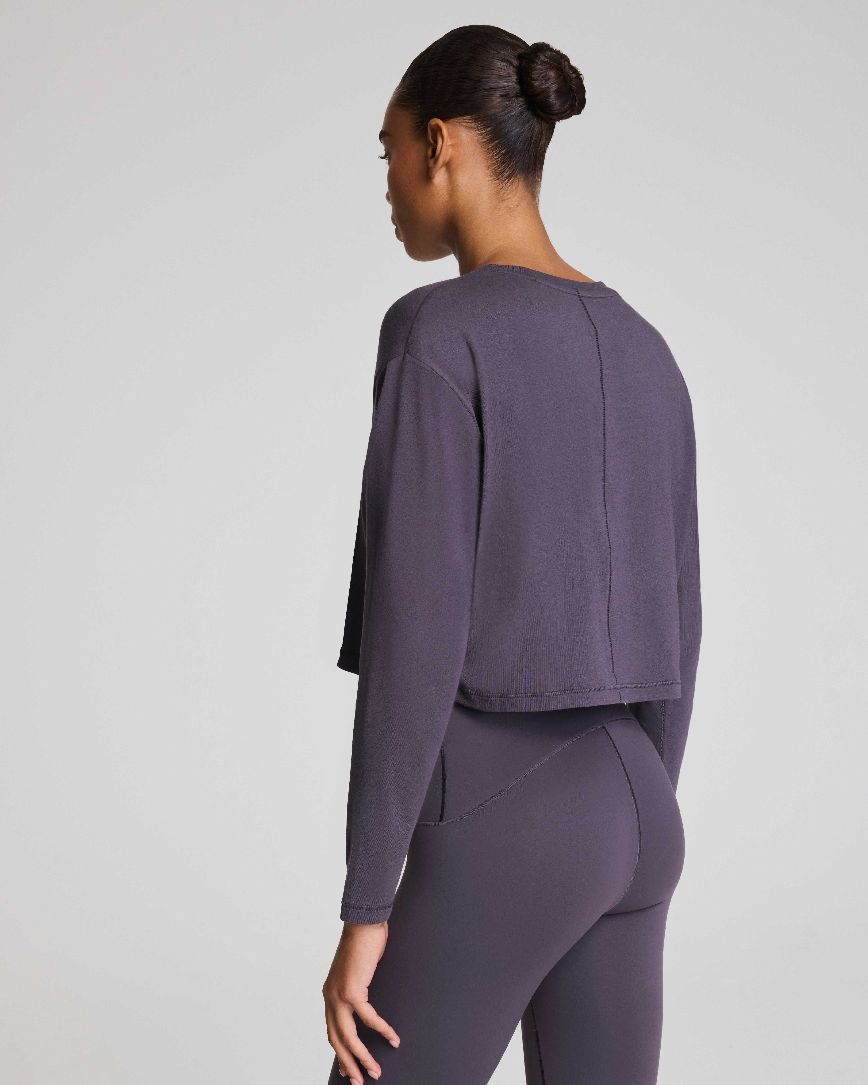 SPANX® Outpace Cropped Long Sleeve Top  Storm