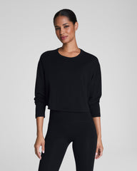SPANX® Outpace Cropped Long Sleeve Top  Very Black
