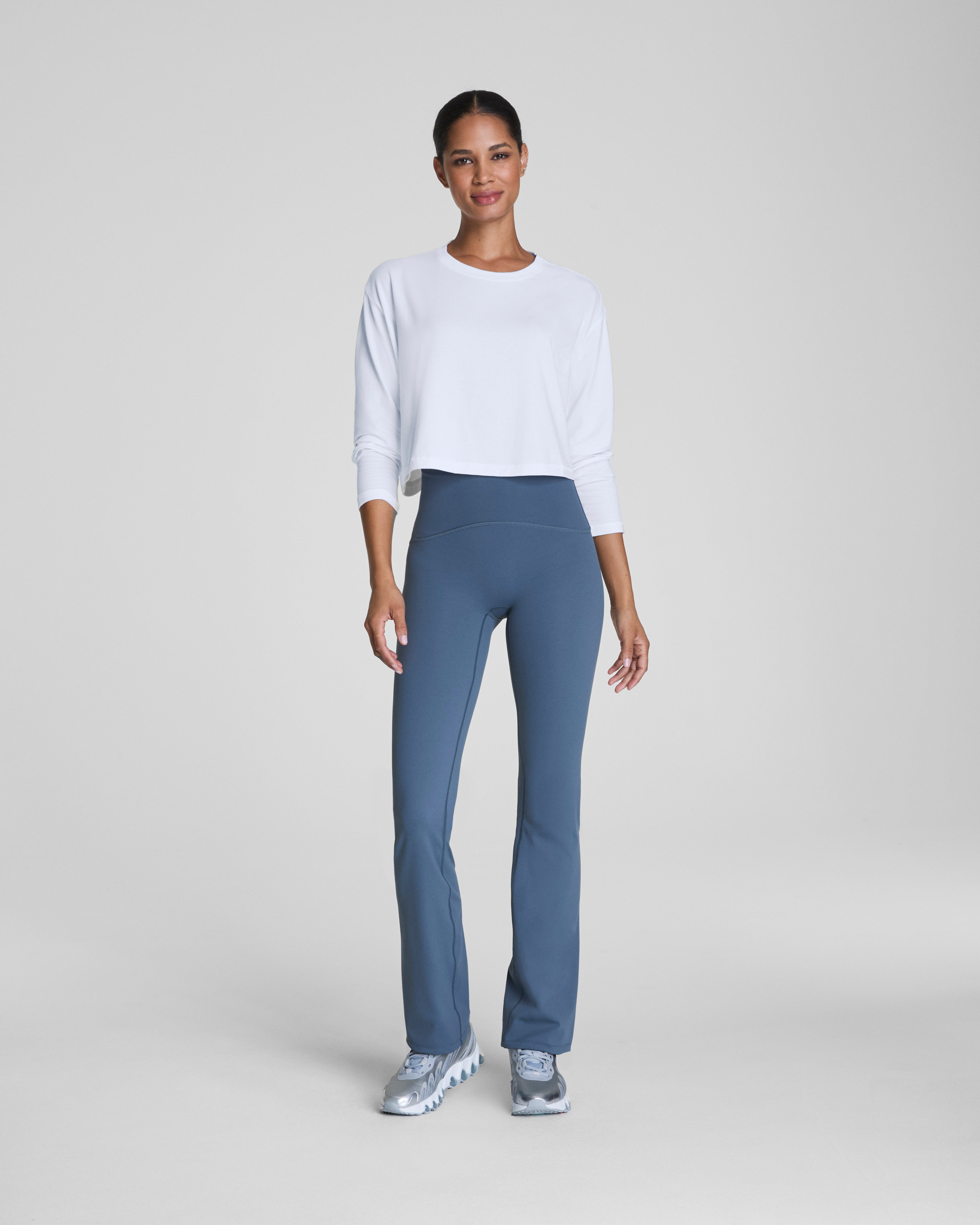 SPANX® Outpace Cropped Long Sleeve Top  Vivid White