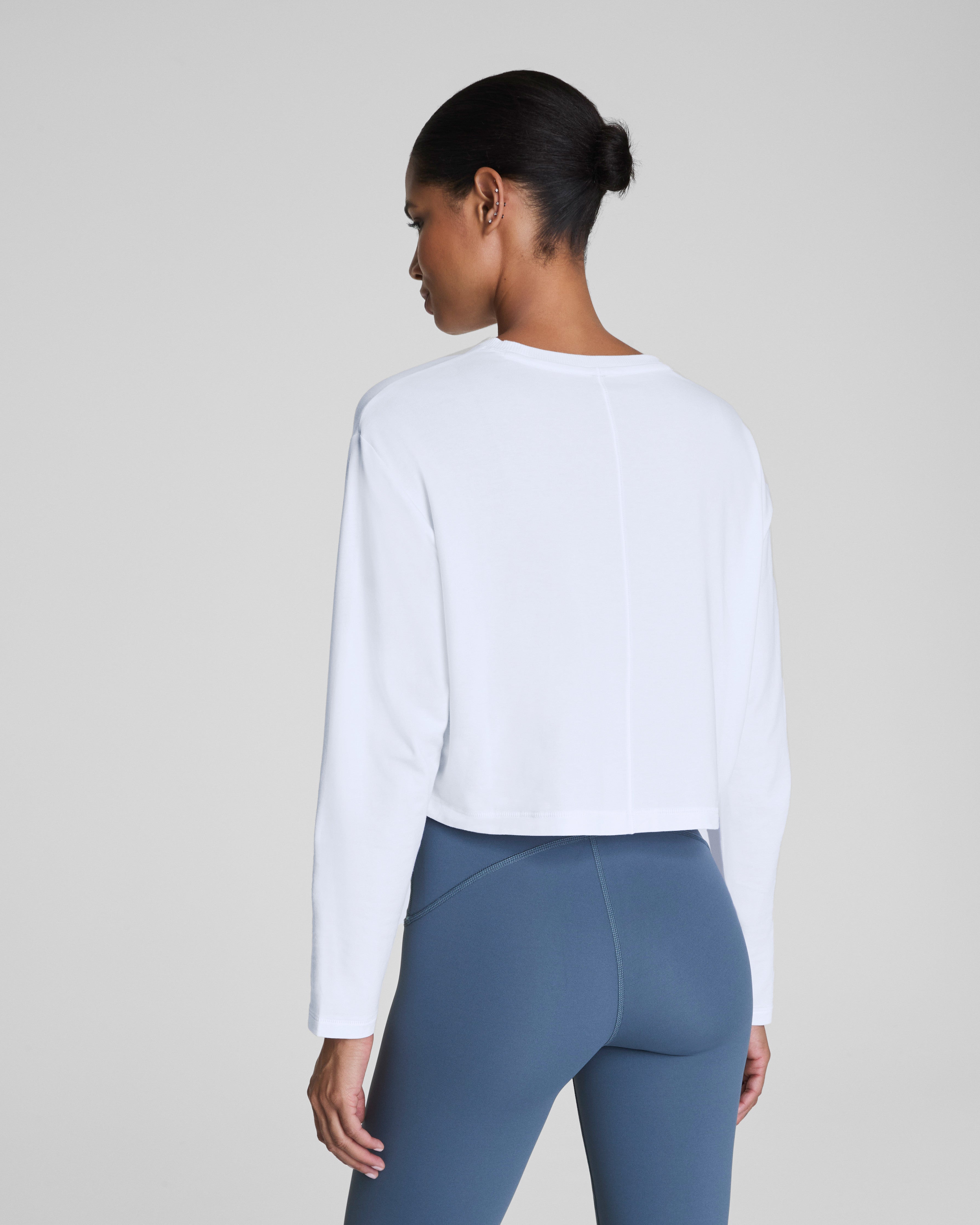 SPANX® Outpace Cropped Long Sleeve Top  Vivid White