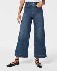 SPANXshape™ Original EveryWear Cropped Wide Leg Jeans with Patch Pockets  Shaded Blue